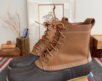 Piękne skórzane buty myśliwskie chukka firmy LL Bean z kolekcji Bison, wyprodukowane w Maine w USA, rozmiar męski 9, pasujące na transseksualistów, rozmiar damski 10-11