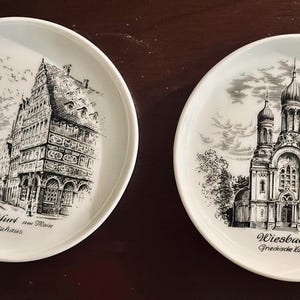 Set of two miniature porcelain Kerafina Royal KPM Porzellan Bavaria German plates.