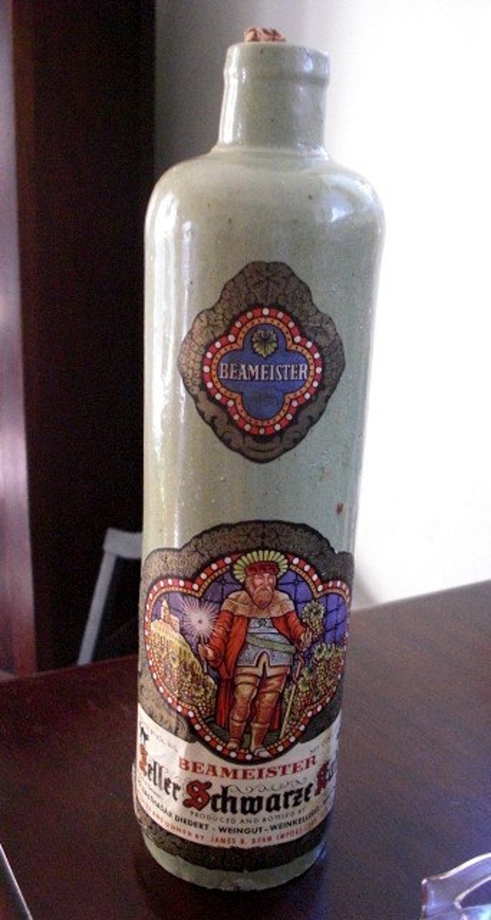 Vintage Beameister Ceramic Wine Bottle Green Color Etsy