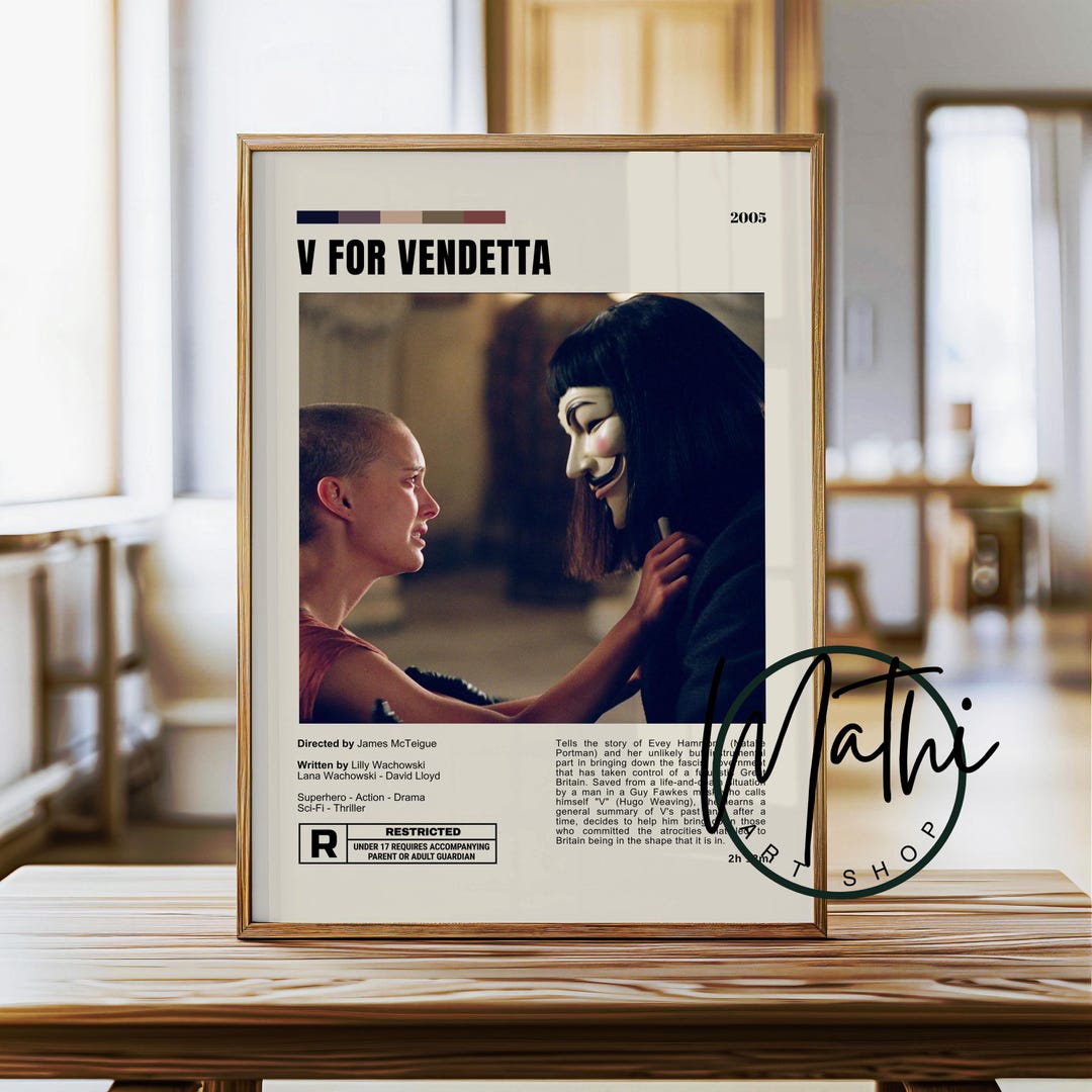 V for Vendetta Movie Poster: Minimalist Political Thriller Film Art ...