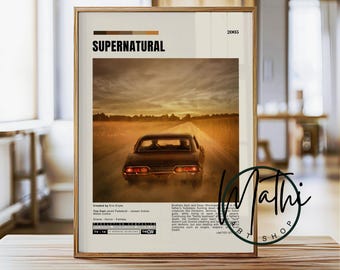Póster de la serie de televisión Supernatural: Arte minimalista de drama fantástico (digital y físico)