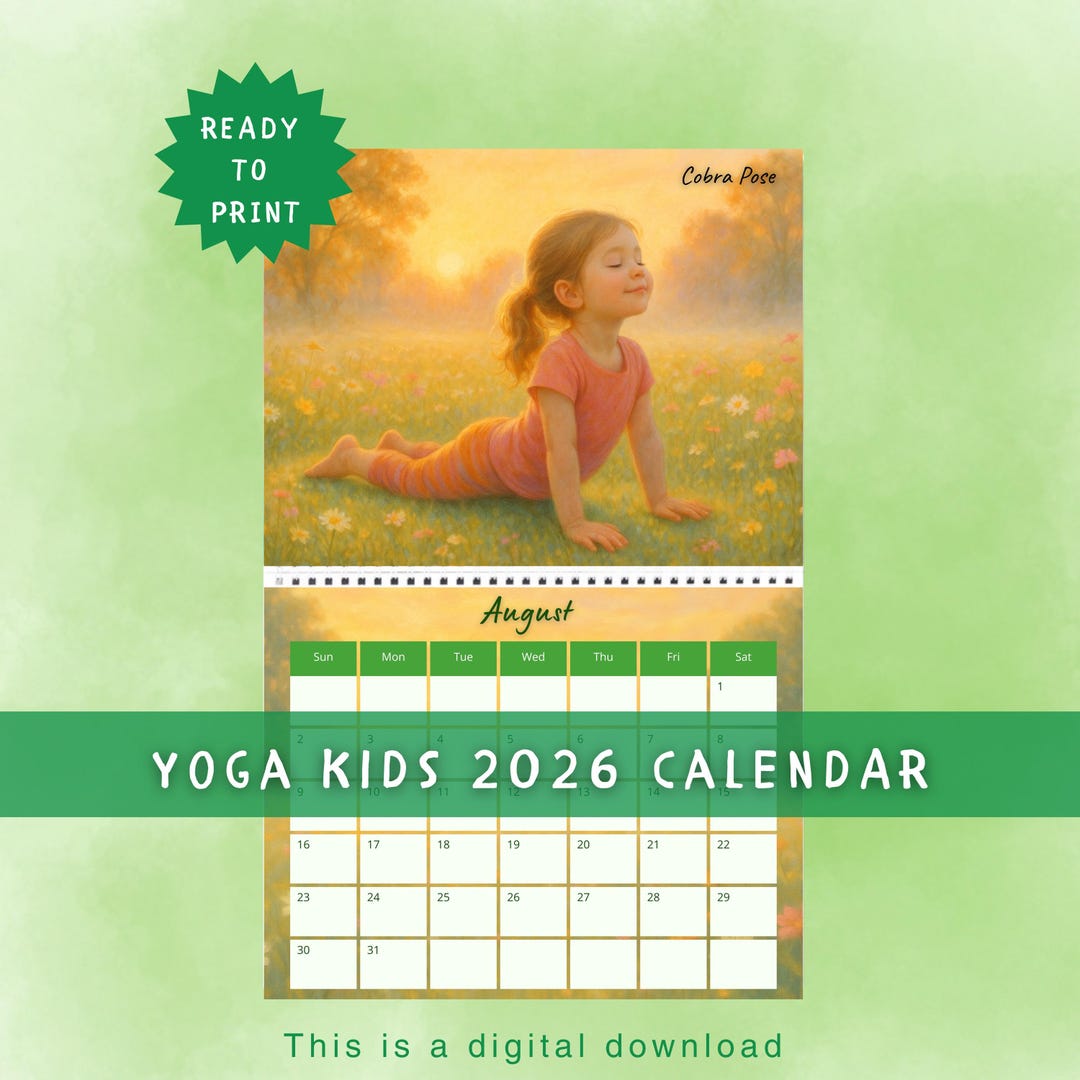 Kids Yoga Calendar 2026 | Peaceful Poses, Kindness Art (digital Download) - Etsy