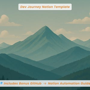 Dev Journey Notion Template | Coding Dashboard | Projects, Learning & Ideas Tracker | GitHub Automation