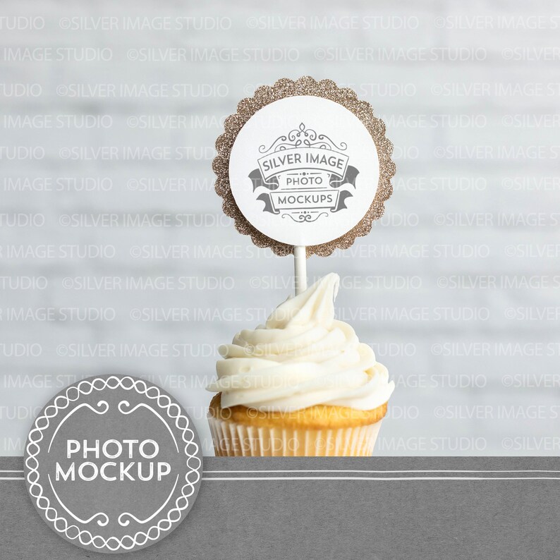 Farmhouse Cupcake Topper Mockup, Mockup for Printables, Round Mockup