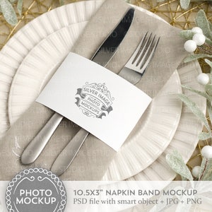Serviettenband Mockup, Weihnachtsessen Mockup, Tischkartenname Mockup, Winter Mockup, #139MU-NB