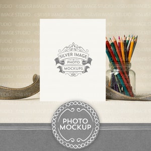 8x10 Sign Mockup with Art Pencils, Paper Mockup, Poster Mockup, Art Mockup, Editable Mockup, Vertical 8x10 Design, #024MU