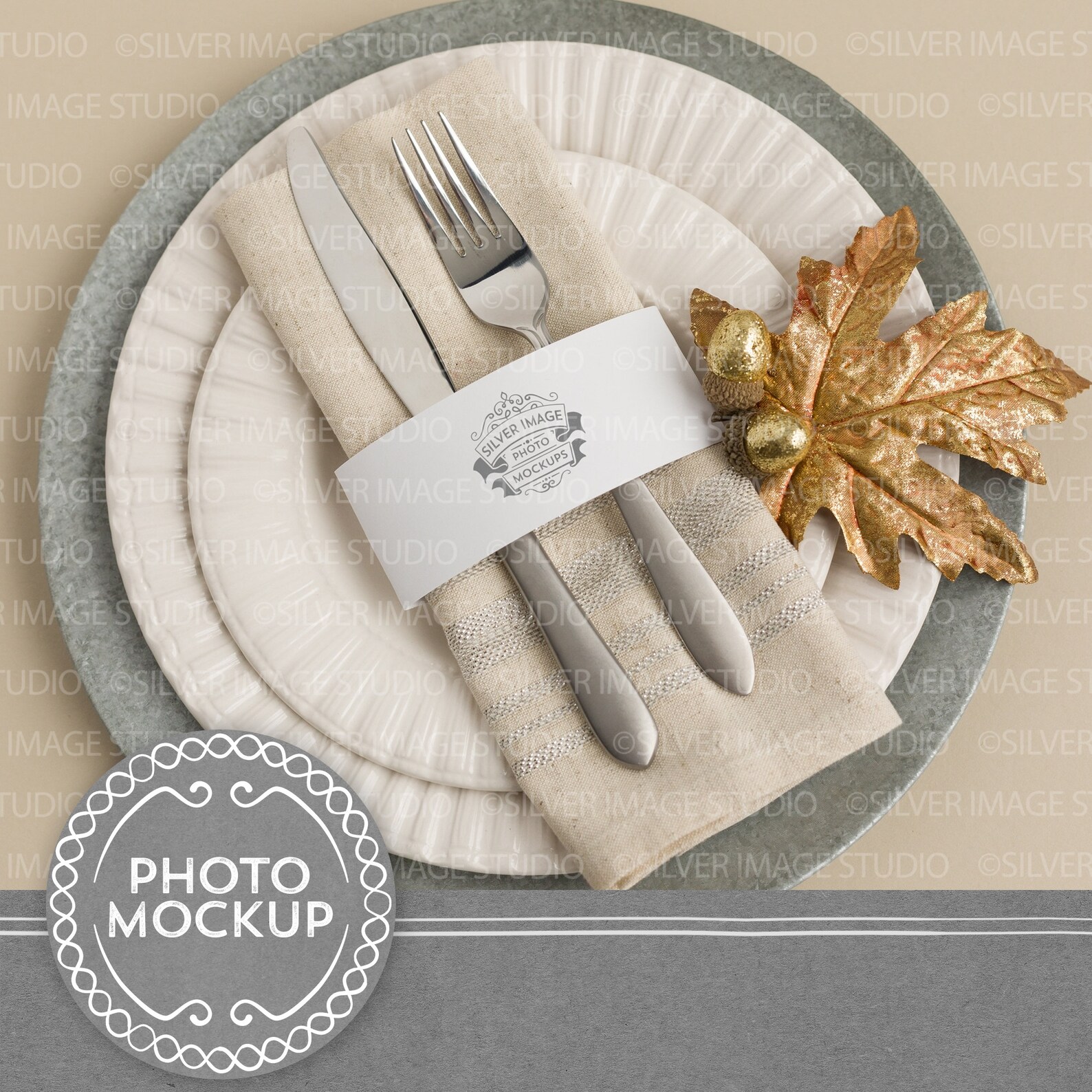 Download Fall Napkin Band Mockup with Leaves Dinner Mockup Place Card | Etsy