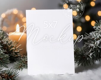 Christmas Invitation Mockup: 5x7 Winter Pines, Snow (Digital Download) - #260MU