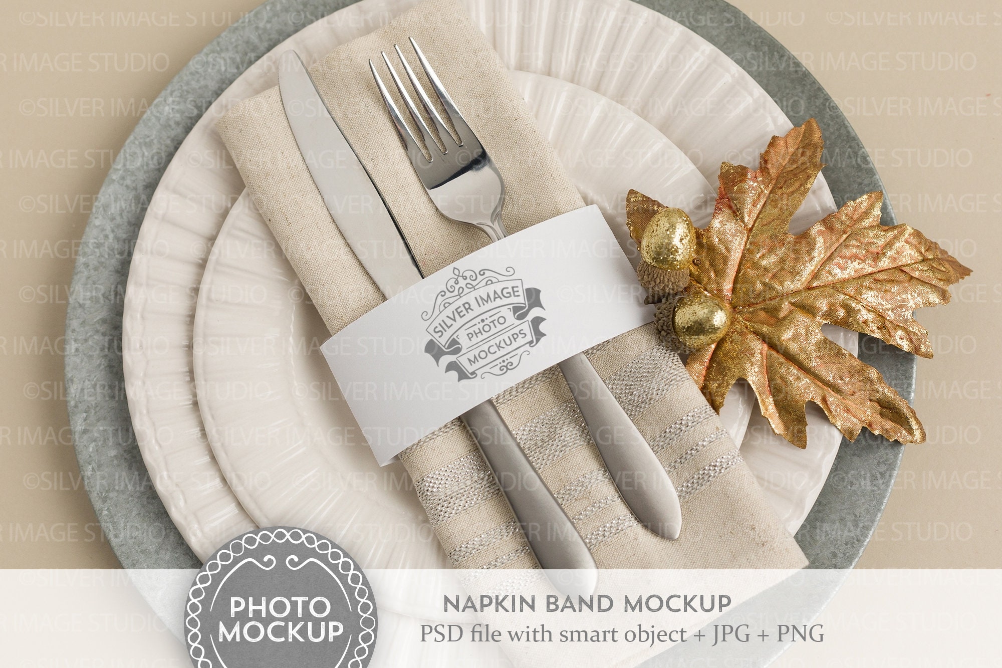 Napkin Band Mockup, Fall Dinner Mockup, Place Card Name Mockup, Thanksgiving #131MU-NB