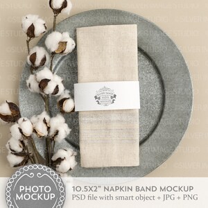 Serviettenband Mockup, Baumwollteller Einstellung Mockup, bearbeitbare Hochzeit Mockup, #144MU-NB