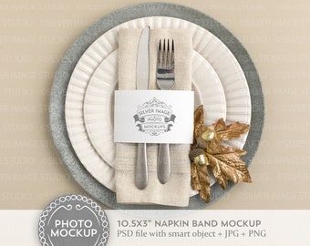 Napkin Band Mockup, Thanksgiving Place Setting, Fall Card Name Mockup, #142MU-NB