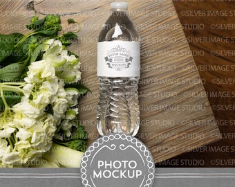 Water Bottle Label Mockup Flower Bouquet, Wedding Water Bottle Mockup, Party Mockup, Label Mockup, Editable Mockup, #081MU-WBL