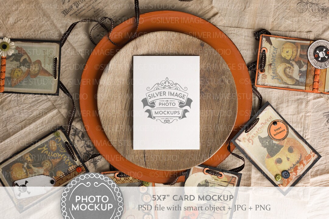 Halloween Card Mockup Photo, 5x7 Menu Mockup, Printable Design Mockup ...