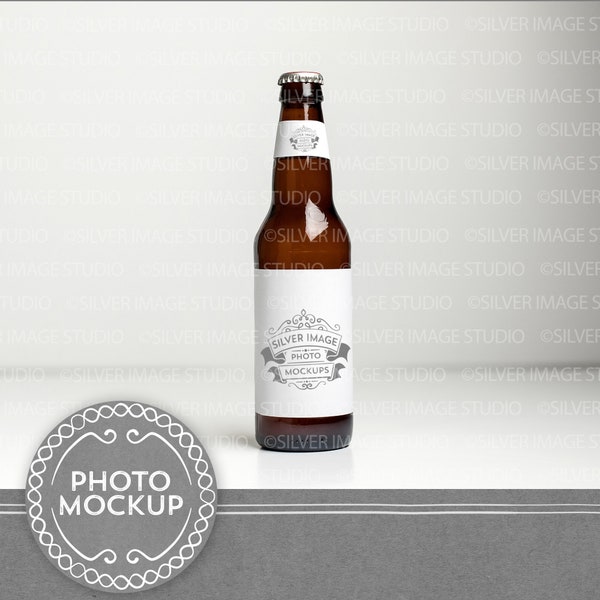 Bierflasche Mockup Neck Label auf Weiß, Artwork Mockup, Add Your Design, Party Mockup, Label Mockup, Editierbare Mockup, #086MU-BL