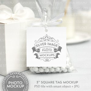 Geschenkanhänger Mockup Foto, quadratisches Papier Mockup, Party Tag Mockup, Geschenk Tag Mockup, bearbeitbares Mockup, #171MU-T