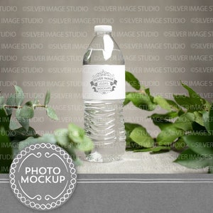 Water Bottle Mockup Photo, Gray Paper Mockup, Bottle Mockup, Party Mockup, Label Mockup, Editable Mockup, #072MU-WBL