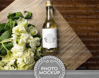 Mini Wine Bottle Label Mockup, White Wine Mockup, Bottle Mockup, Wedding Favor Mockup, Label Mockup, Editable Mockup, #079MU-BL