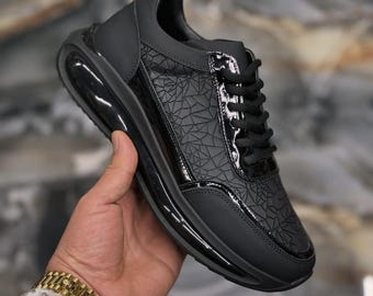 Zapatillas de cuero hechas a mano: Zapatos casuales con cordones para hombre / Zapatos personalizados