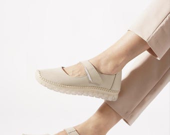 Zapatos de cuero hechos a mano – Zapatillas cómodas con amortiguación de gel, calzado ligero para caminar