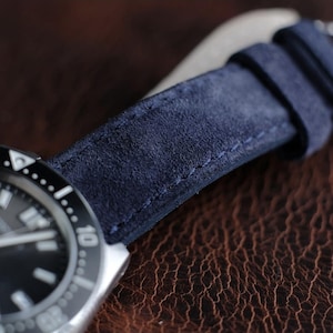 Handmade Suede Leather Watch Strap – Navy Blue, Green, Taupe, Tan, Brown, Black | Quick Release, Custom Size