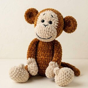 Crochet Monkey Pattern PDF, Plush Amigurumi Toy in Chunky Yarn Style