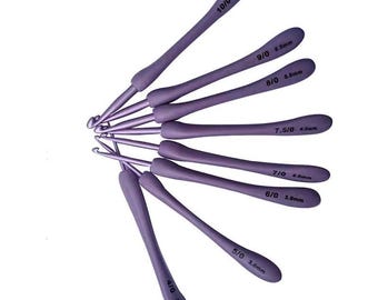Juego de 8 agujas de crochet moradas de 2,5 a 6 mm para crochet y bricolaje