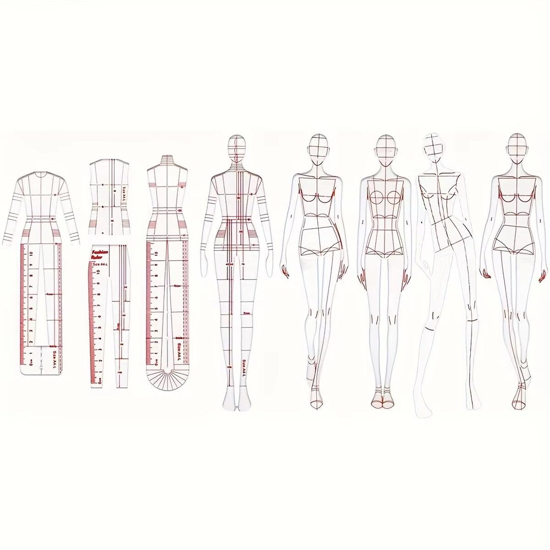 8pcs Clothing Design Ruler Template Set Fashion Illustration & Sewing ...