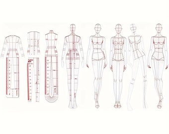 8Pcs Clothing Design Ruler Template Set Fashion Illustration & Sewing Pattern Measuring Tools