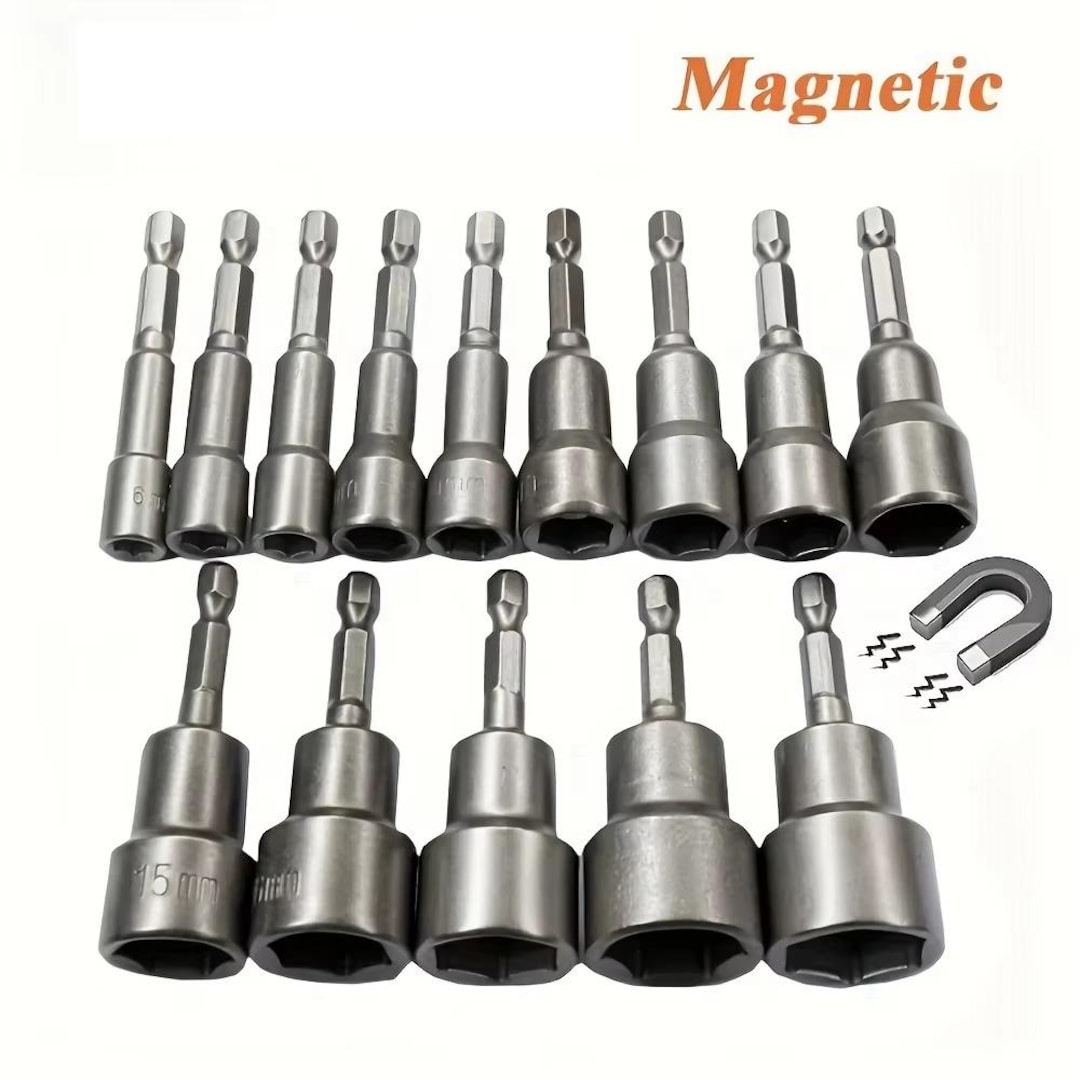 Magnetic Nut Driver Socket Set – 6–15mm Impact Hex Shank Drill Bit ...