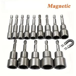 Magnetic Nut Driver Socket Set – 6–15mm Impact Hex Shank Drill Bit Adapter Kit