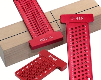 Aluminum Woodworking T-Square Ruler with Metric/Inch Scale Line Drawing Scribe Gauge Carpenter Tool