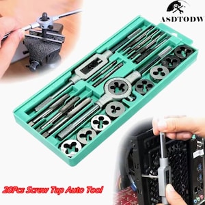 Metrisk gängtapp och gänggängsats M3–M12 – 20-delars gängverktygssats, metallreparation