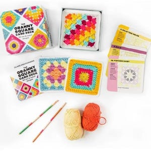 Granny Square Crochet Pattern Cards – 50 Mix & Match Designs for Beginners Crochet Learning Kit