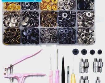 Metal Snap Fasteners Kit with Pliers, Leathercraft Button Set (10mm–17mm)