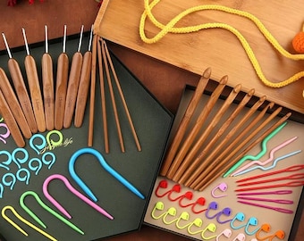 Bamboo Crochet Hook Set, Knitting & Weaving Tools, Craft Kit