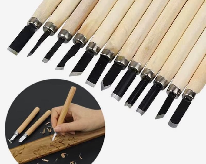 Wood Carving Chisel Set for Beginners – 8/12 Pcs DIY Woodworking Tools