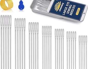 Large Eye Sewing Needles Kit: Stainless Steel Hand Stitching Set