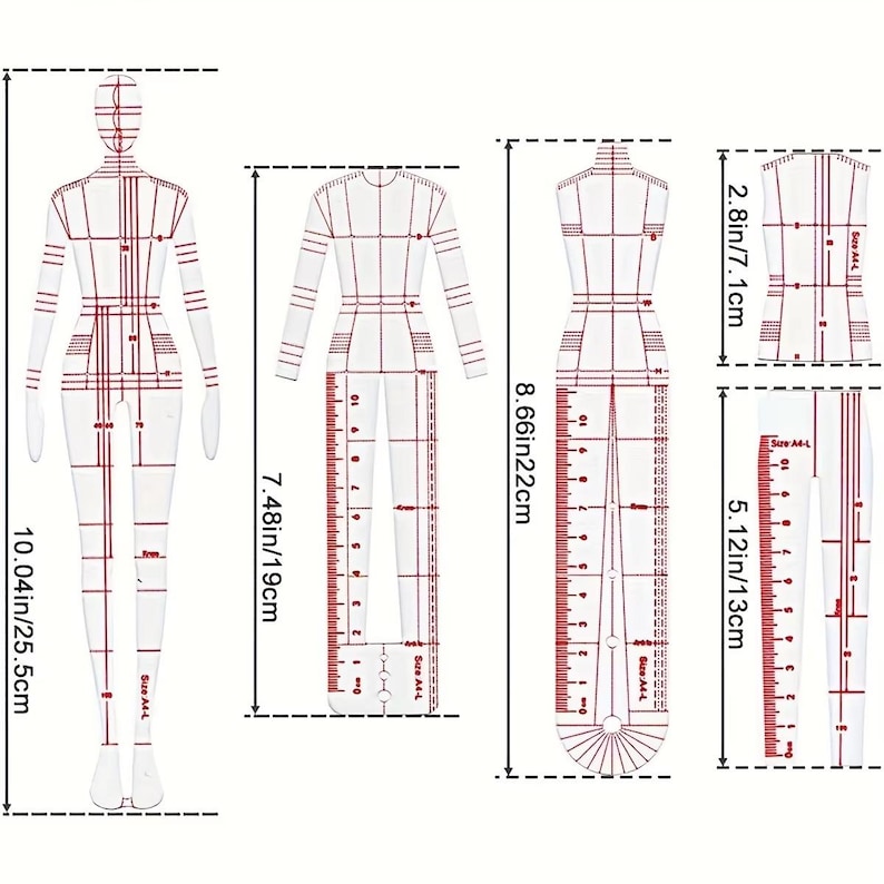 How To Use Design Ruler 8pcs Clothing Design Ruler Template Set Fashion Illustration & Sewing ...