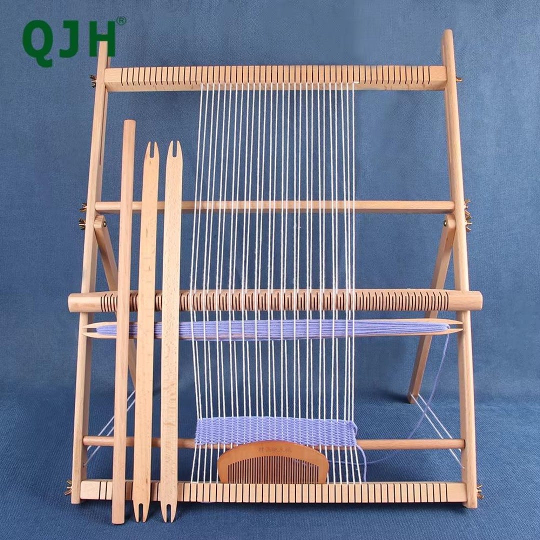 Large Beech Wood Weaving Loom: Beginner Tapestry Frame With Heddle Bar ...