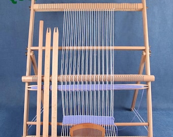 Large Beech Wood Weaving Loom: Beginner Tapestry Frame with Heddle Bar