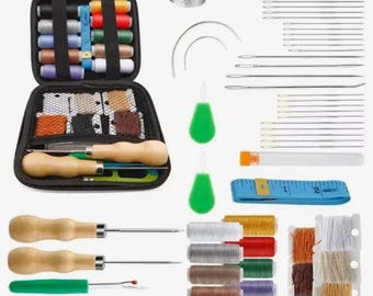 3-Color Waxed Thread Sewing Kit - 22 Yards Each With 7 Heavy Duty Needles For Leather & Upholstery