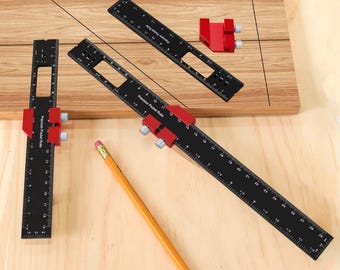 Aluminum T-Type Scribing Ruler: Woodworking Layout Tool with Slide Stop