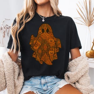 Desenho de fantasma de Halloween em PNG, PNG assustador, PNG de sublimação, PNG de Halloween, PNG feminino, PNG de fantasma de renda
