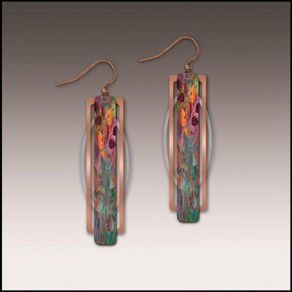 Geometric Metal Accent Wearable Art Earrings - Lightweight, Hypoallergenic, and Double-sided