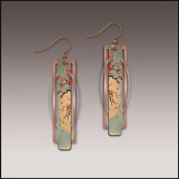 Cherry Moon Geometric Metal Accent Earrings - Lightweight, Hypoallergenic, and Double-sided