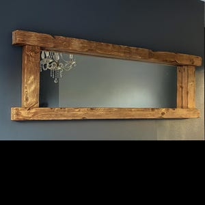 Overhang Rustic Warm Oak Mirror | Handcrafted Wooden Wall Decor