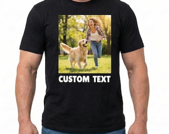 Tu foto y texto aquí, camiseta con foto personalizada, foto familiar, regalos personalizados, camiseta con foto personalizada, camiseta unisex con imagen de logotipo, tallas S a 5XL