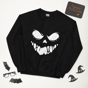 Minimales Jack O Lantern Scary Gesicht Unisex Sweatshirt
