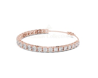 Bracciale tennis in moissanite, in oro massiccio o argento sterling