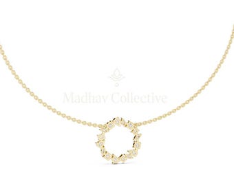 Multi Shape Circle Necklace , Moissanite or Lab Grown Diamond , Gift for Her